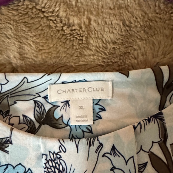 Charter Club Sleeveless Blouse - Light Blue and Navy - Picture 3 of 3